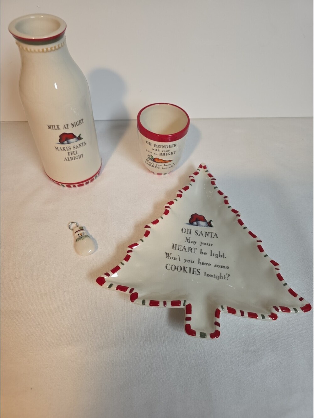 Grasslands Road Christmas Eve Santa Cookie Plate Milk Bottle Reindeer Cup Set...